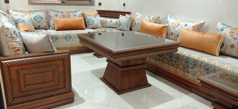 Salon marocain Drej ou Ktef sur mesure en bois massif — Salon Premium